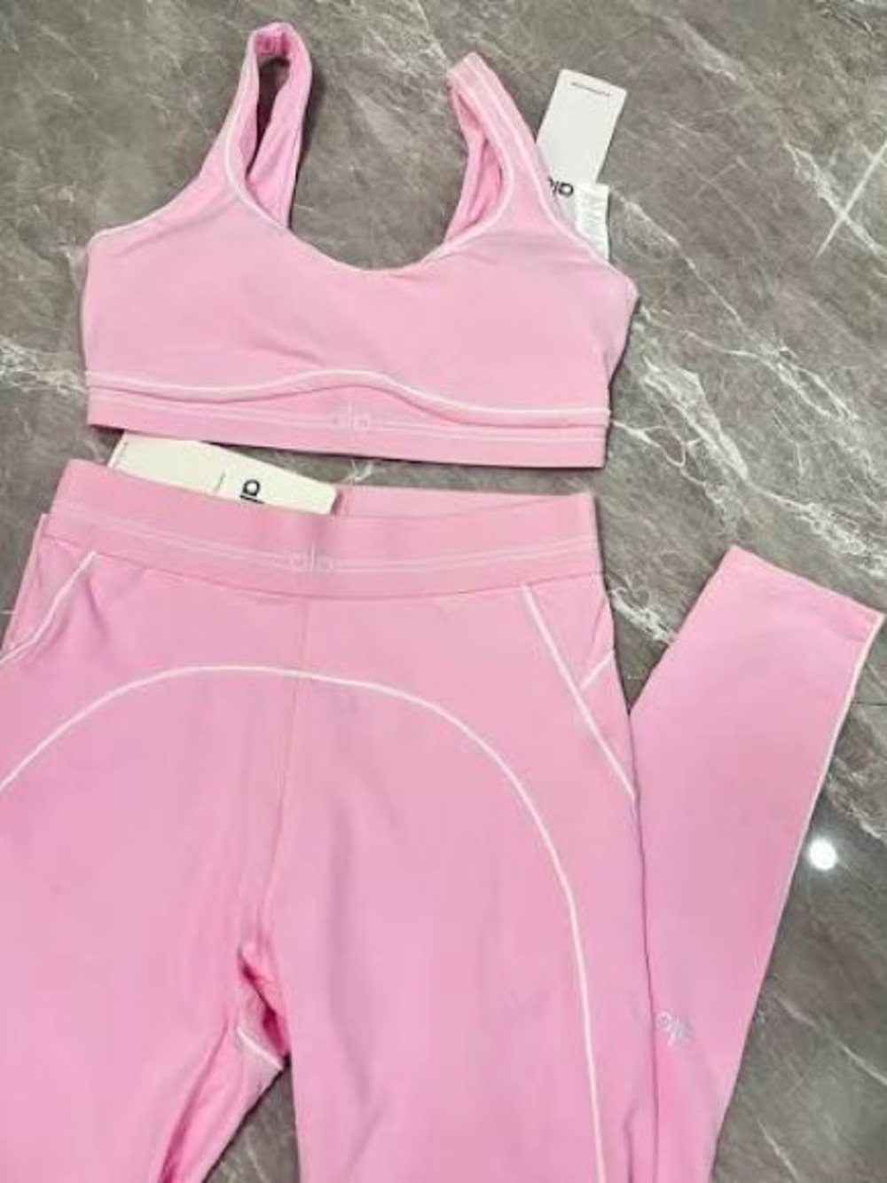 ALO Yoga Pink High-Waist Leggings & Sports Bra Set